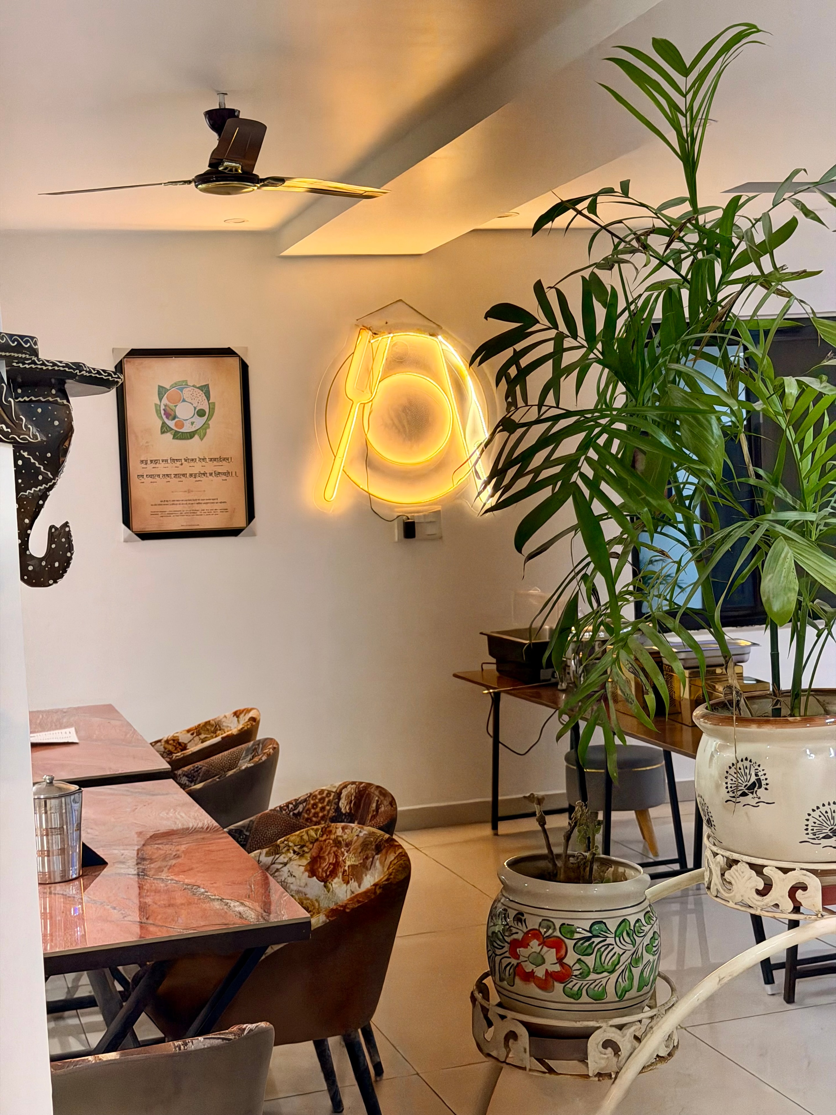 Hotel The JMC Corridor — Anime Wall Art & Neon Ceiling Lights, Chintpurni Dham
