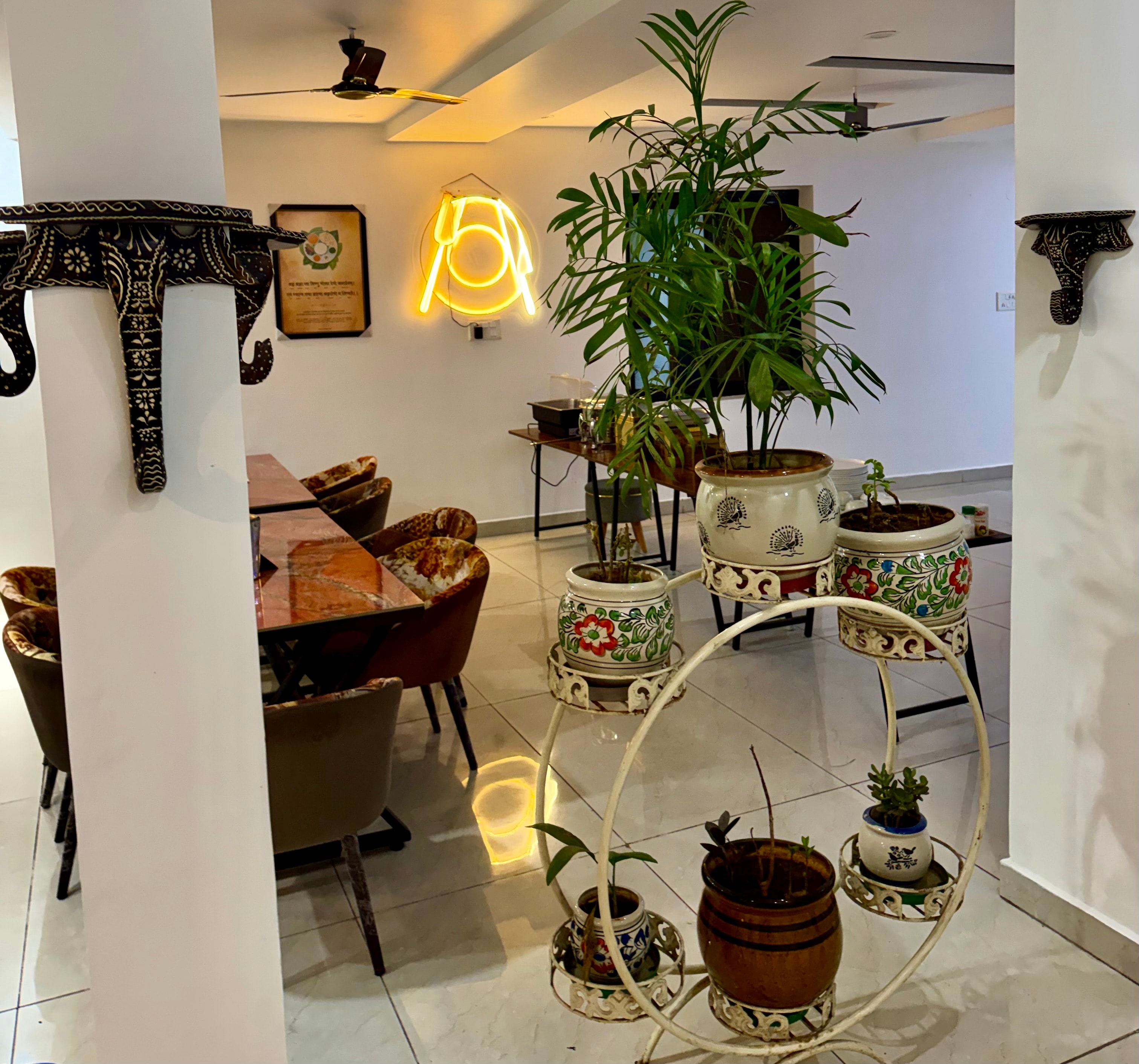 Hotel The JMC Lounge — Green Plants & Neon Accent Lighting, Chintpurni